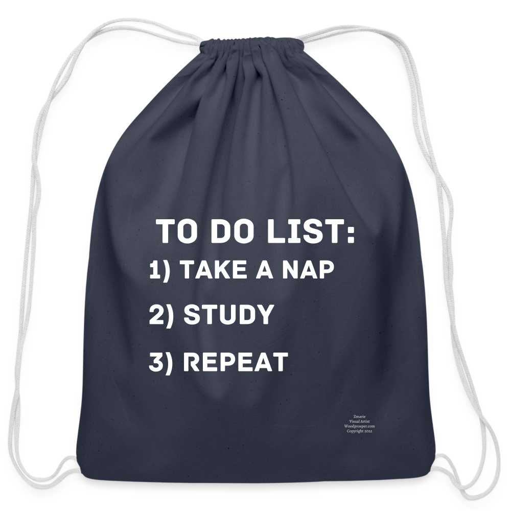 TO DO LIST Cotton Drawstring Bag - navy