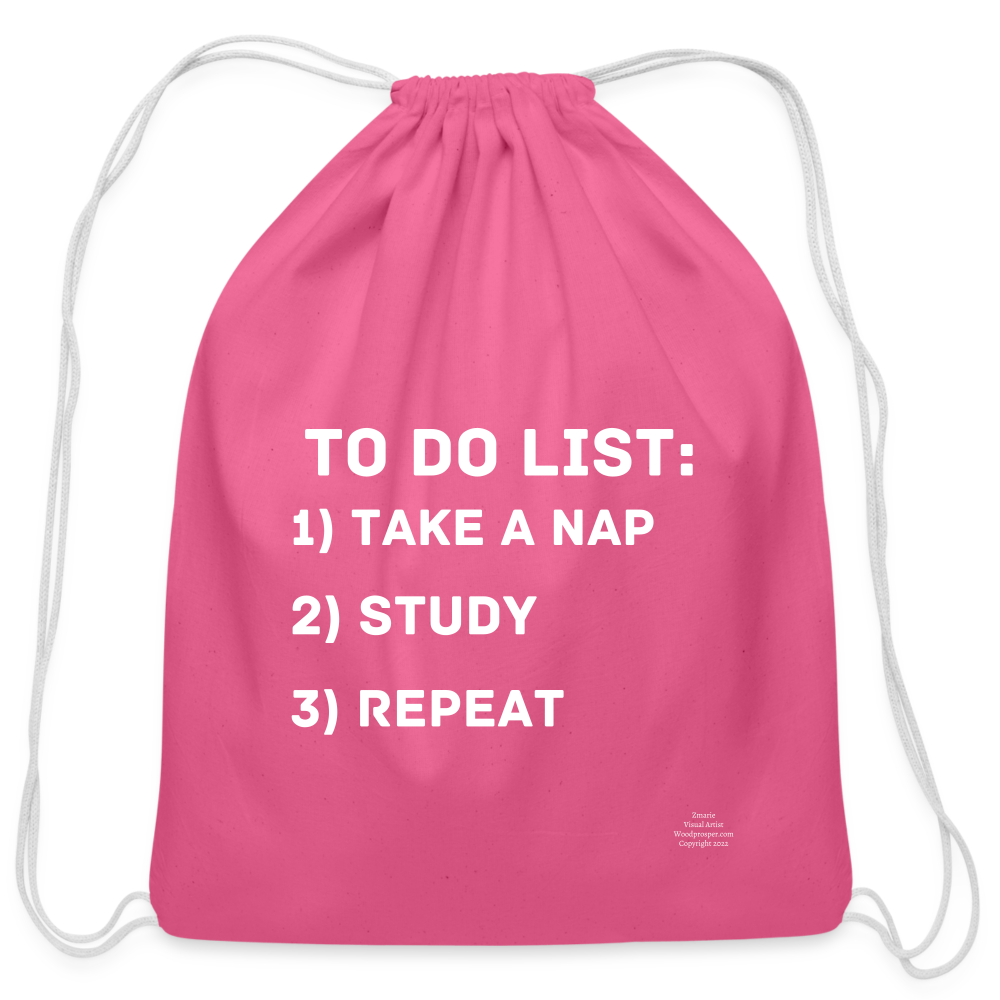 TO DO LIST Cotton Drawstring Bag - pink
