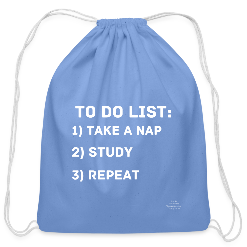 TO DO LIST Cotton Drawstring Bag - carolina blue