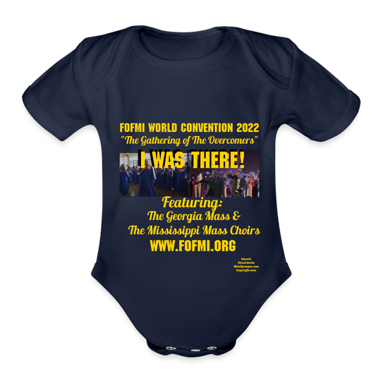 FOFMI World Convention 2022 Organic Short Sleeve Baby Bodysuit - dark navy