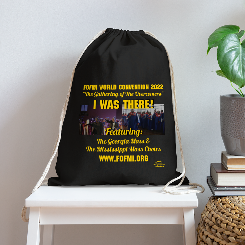 FOFMI World Convention 2022 Cotton Drawstring Bag - black