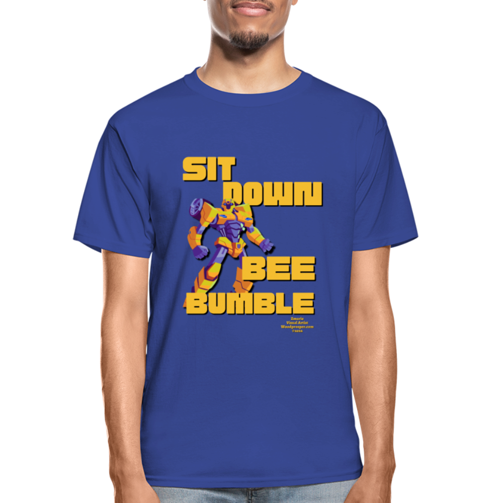 SIT DOWN, BEE BUMBLE Unisex T-shirt (Black) - royal blue