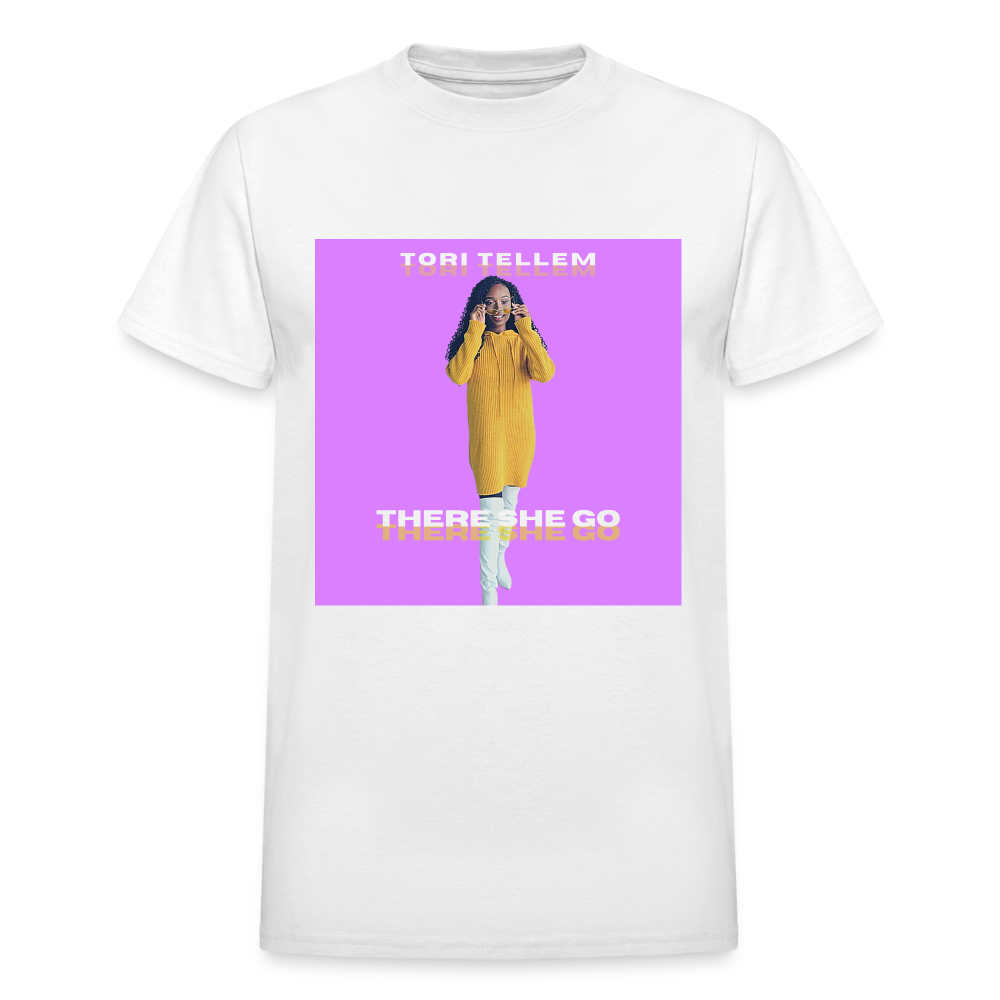 "THERE SHE GO" Cotton Unisex T-Shirt - white