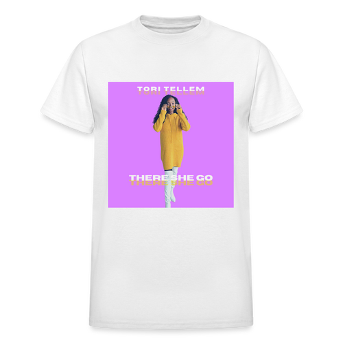 "THERE SHE GO" Cotton Unisex T-Shirt - white